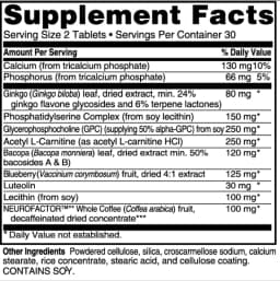 Advanced Memory Formula Supplement Facts