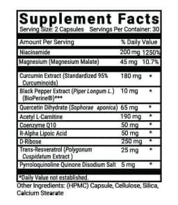 Advanced Mitochondrial Formula Supplement Facts