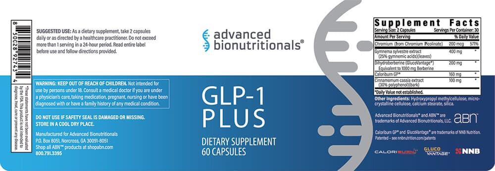 GLP-1 Plus Supplement Facts and safety label