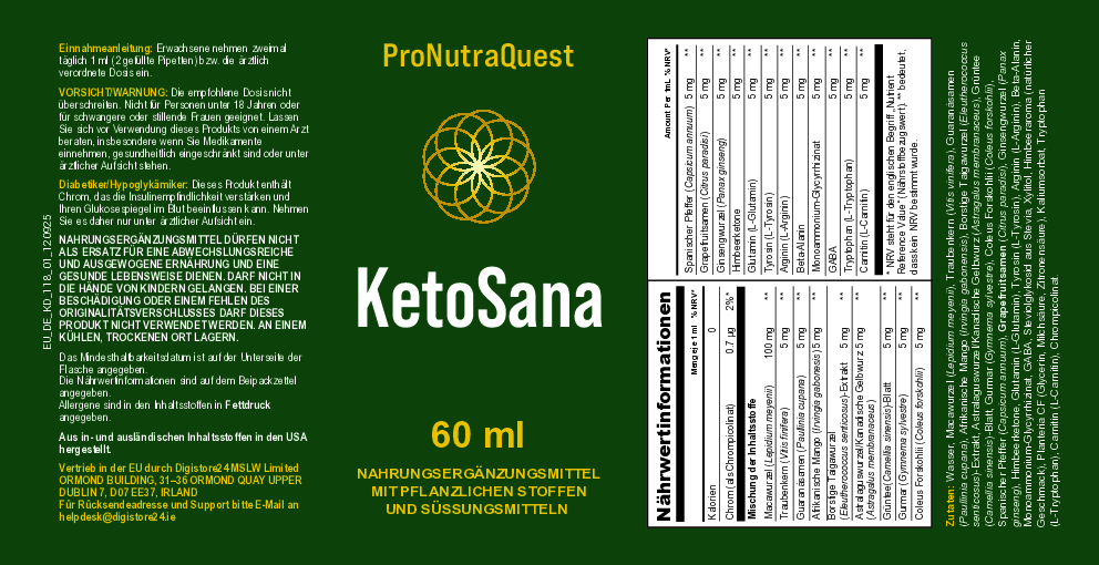 ketosana ingredient, dosage, and safety label
